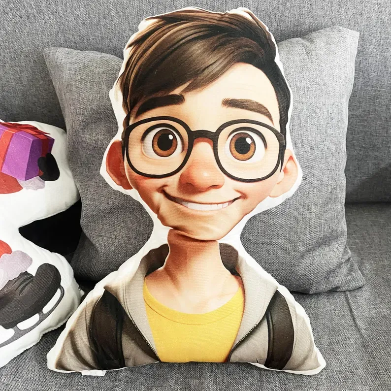 Personalized Photo to Cartoon Pillow, Custom Photo Couple Portrait Cushion, Valentine’s Day For Couple, Wedding Anniversary Gift for Him Her