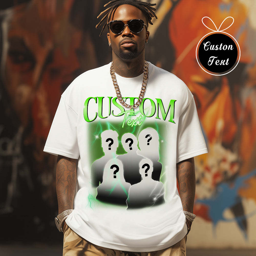 Custom Text Vintage T-shirt Personlised Funny Question Mark T-shirt - Get Photo Blanket