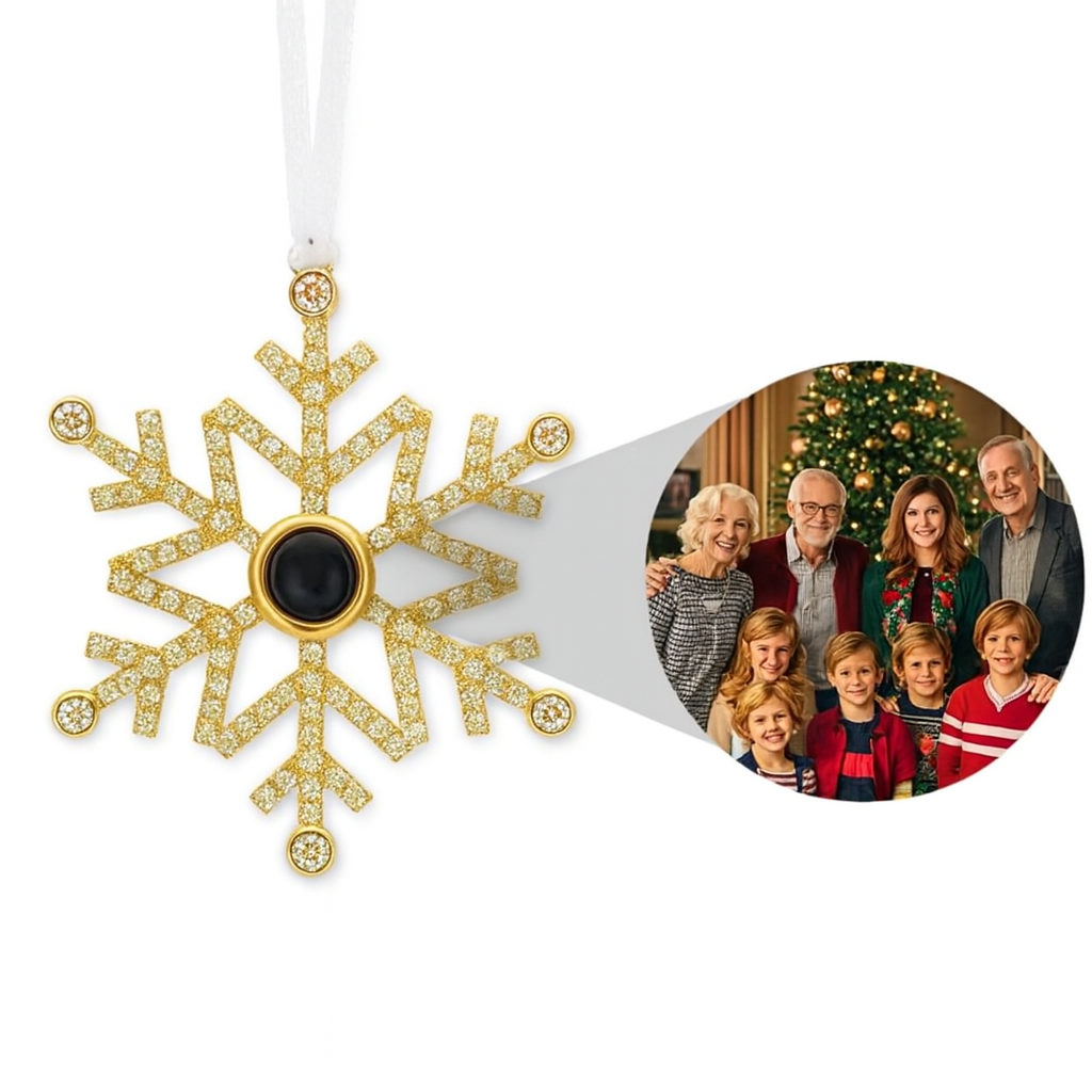 Personalized Pink Snowflake Photo Ornament Custom Projection Ornaments Christmas Gifts - auphotoblanket