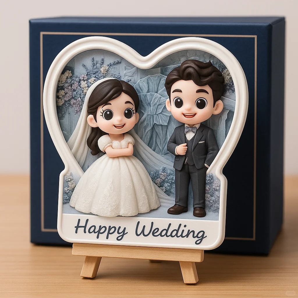 Romantic 3D Cartoon Style Wedding Figurine Custom Printed from Your Favorite Couple Photo - auphotoblanket