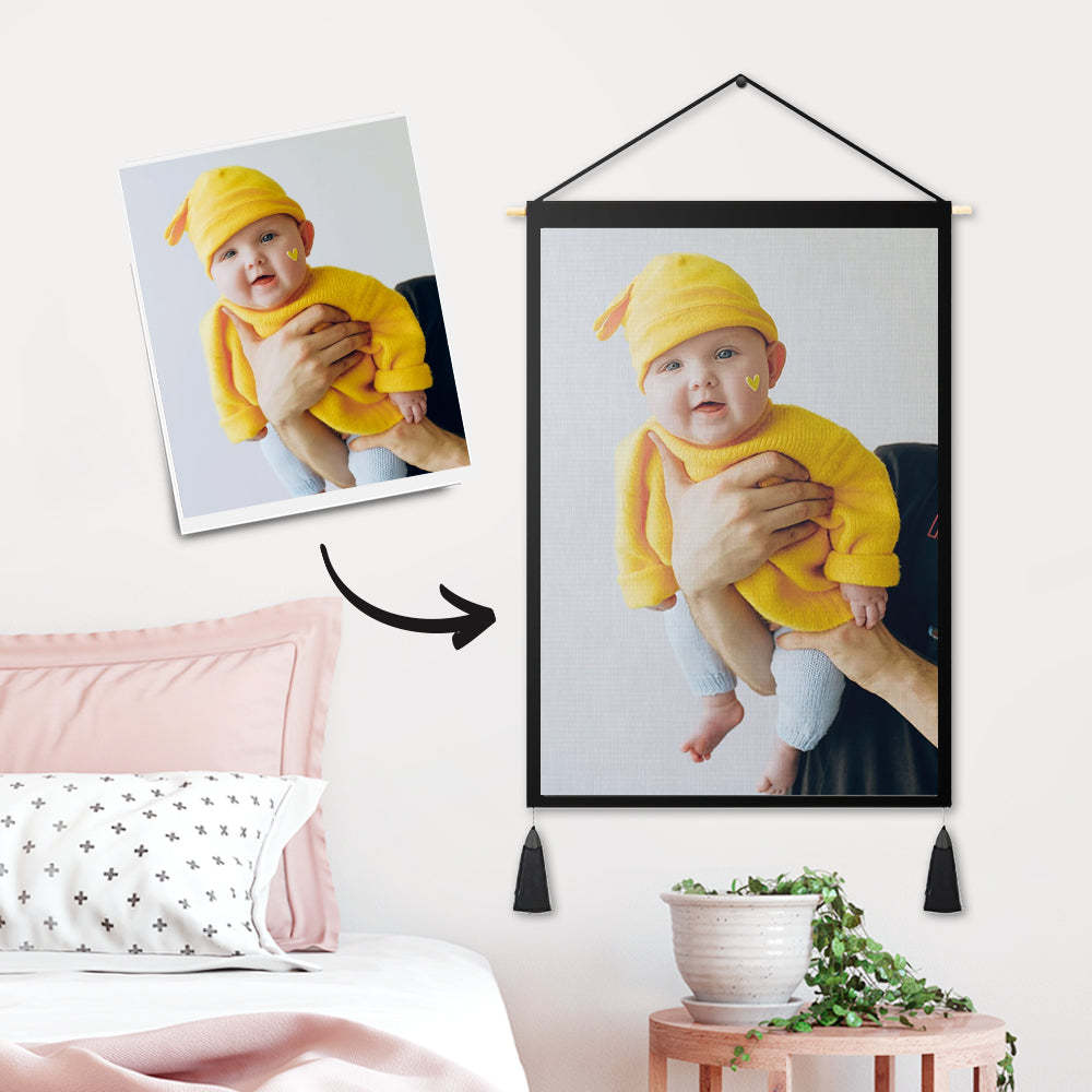 Custom Baby Photo Tapestry - Wall Decor Hanging Fabric Painting Hanger Frame Poster