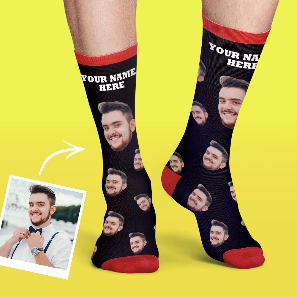 Personalised Socks Custom Photo Socks Dog Photo Socks With Your Text - Black