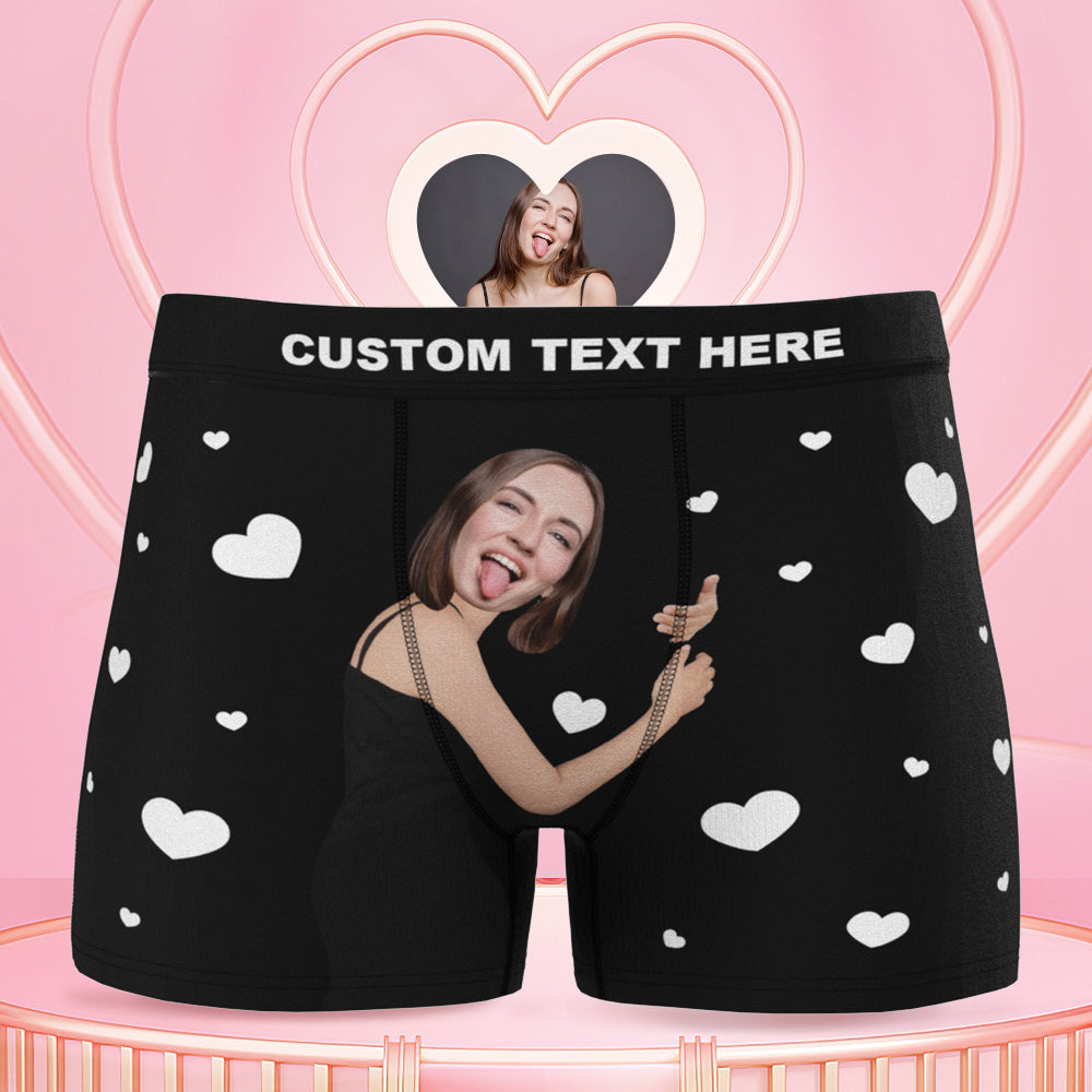 Men's Custom Face Boxers Hug My Dear with Heart 3D Online Preview