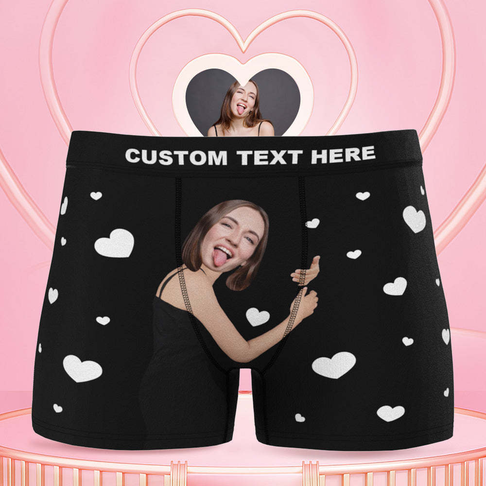 Men's Custom Face Boxers Hug My Dear with Heart 3D Online Preview - auphotoblanket