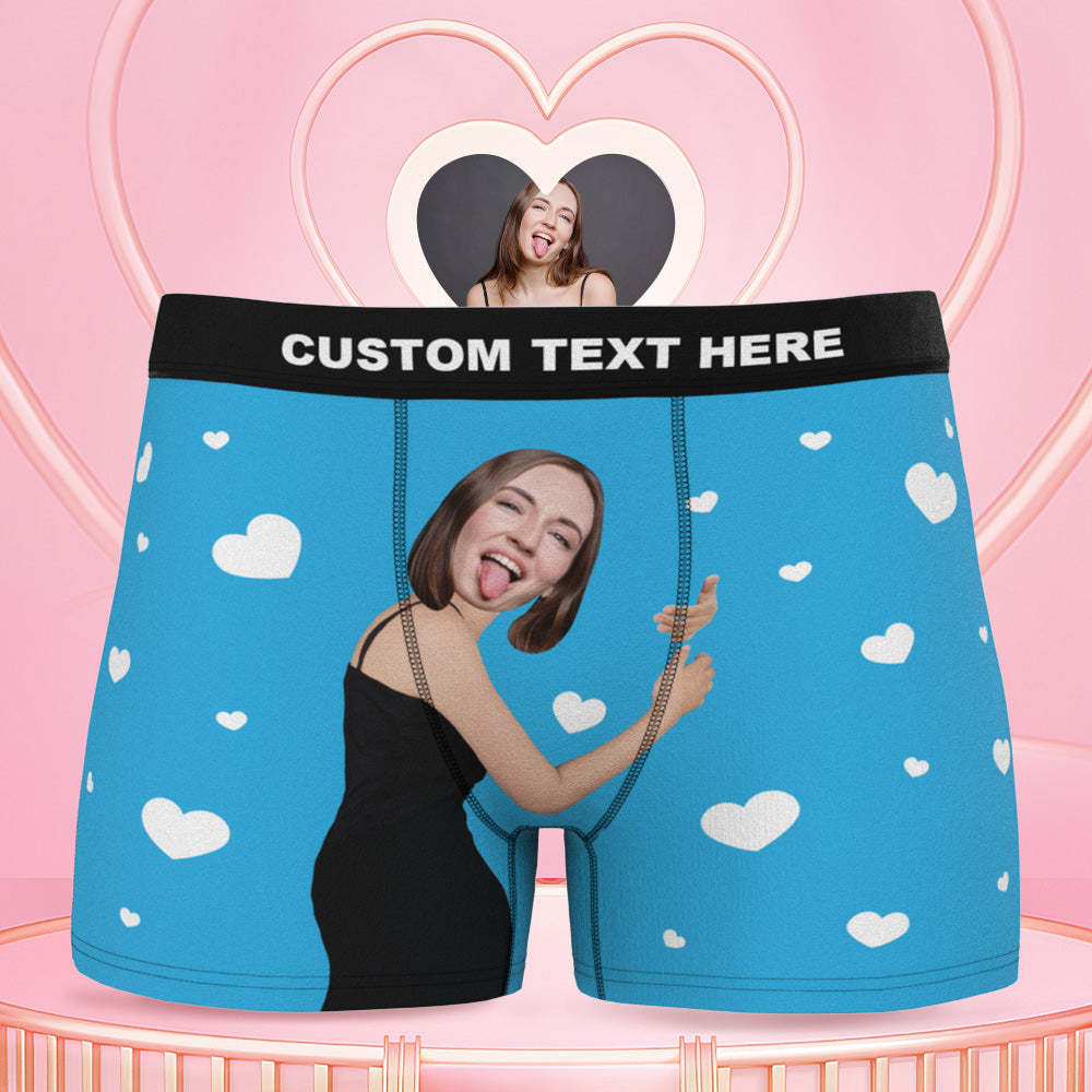 Men's Custom Face Boxers Hug My Dear with Heart 3D Online Preview - auphotoblanket