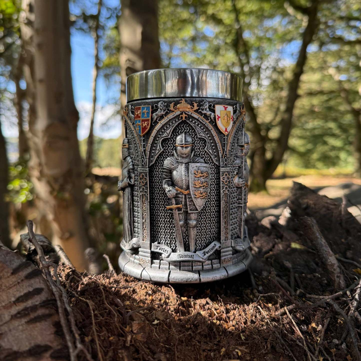 European Medieval Soldier Beer Mug, Large Stainless Steel Coffee Cup, Water Cup - auphotoblanket