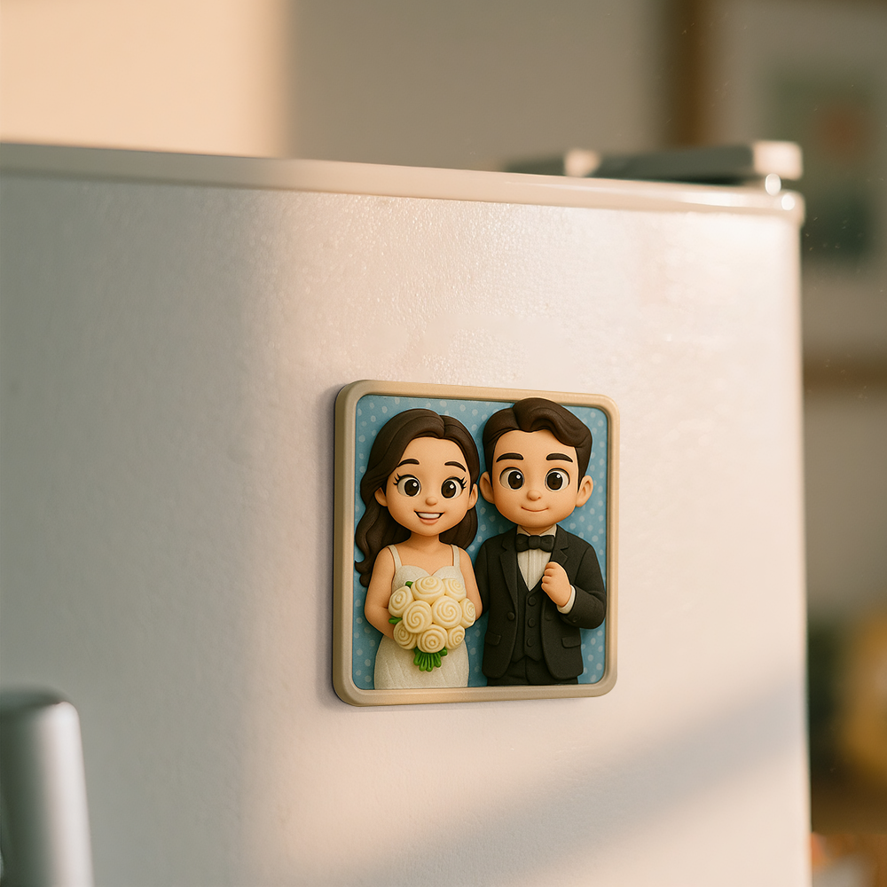 Romantic Custom 3D Fridge Magnet Couple Gift from Photo Personalized Magnetic Decoration for Anniversary - auphotoblanket