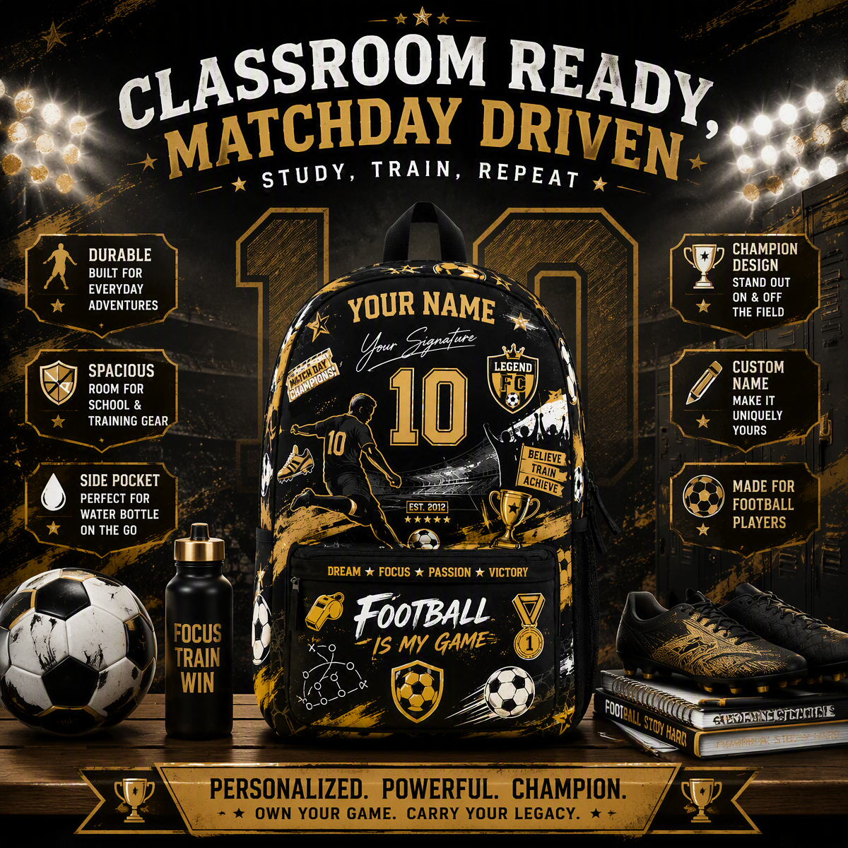 Custom Soccer Backpack: Personalized Sports Fan School Bag - auphotoblanket