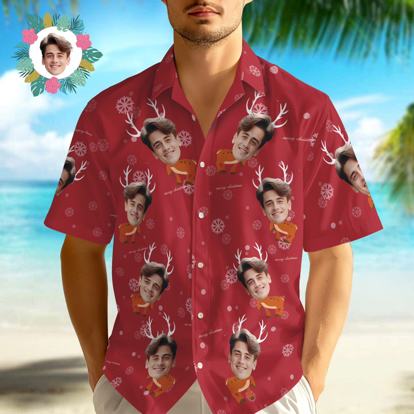 Custom Face Button-down Shirts Custom Face Shirts Christmas Gift For Him - auphotoblanket