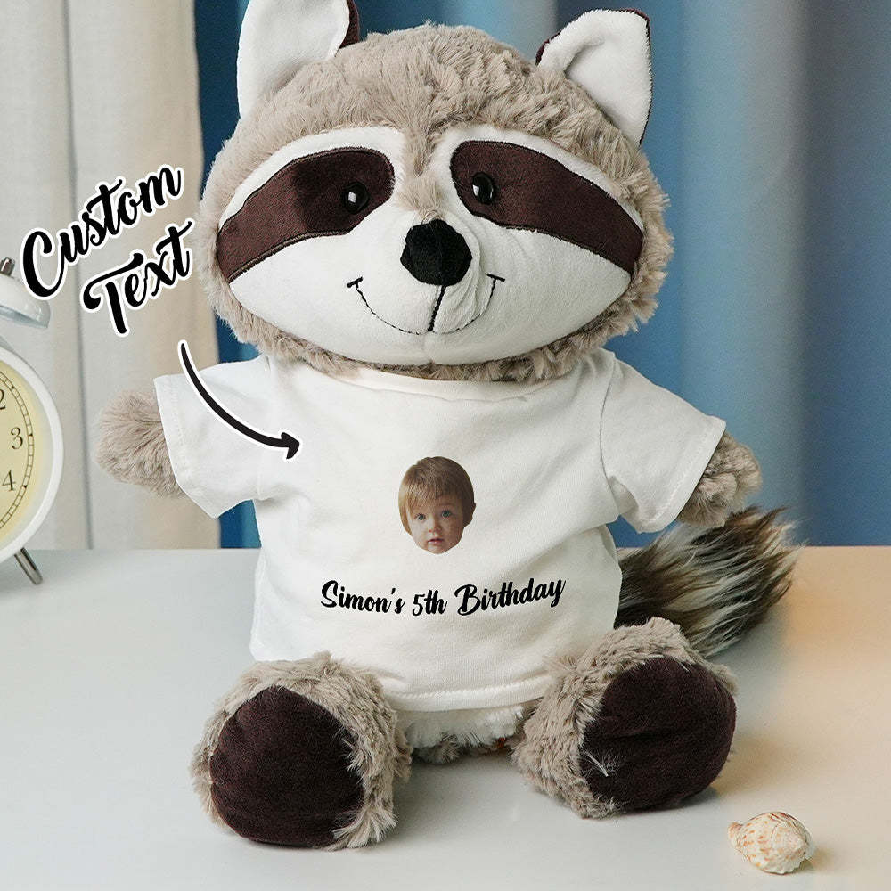 Personalized Animal Plush Stuffed Toy Birth Announcement Custom Photo Text Gift for Baby Shower - auphotoblanket