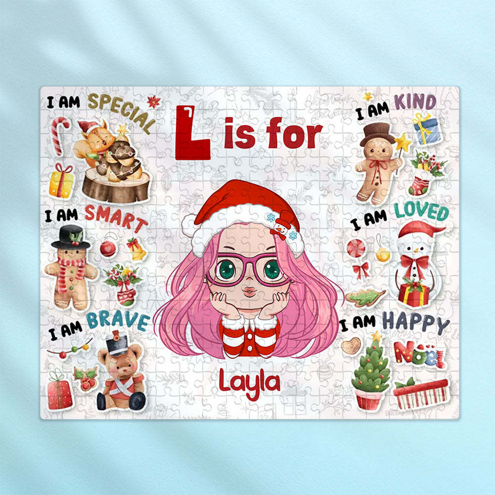 Jigsaw Puzzle Personalized - Playful Christmas Kid Puzzle - Gift For Kids, Grandkids - Personalized Puzzle - auphotoblanket