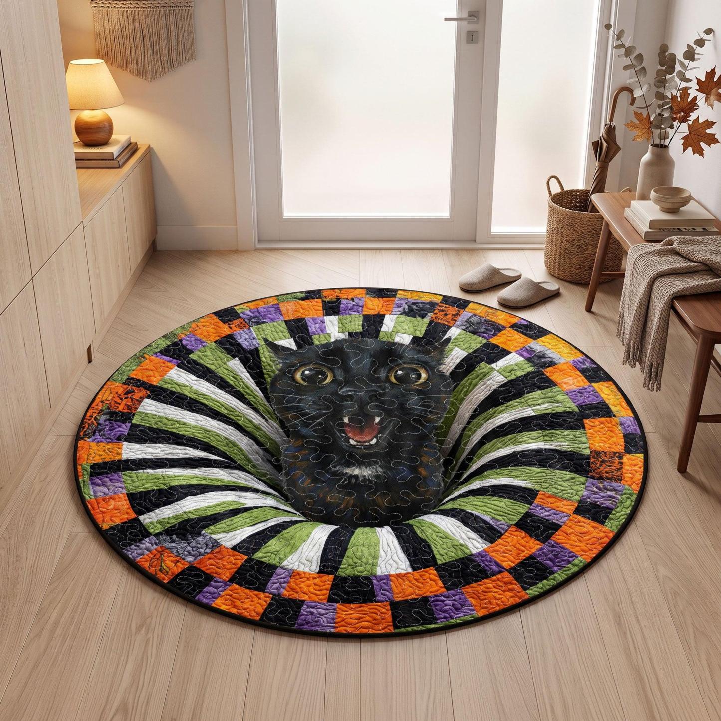 Halloween Round Rug – Spooky Area Rug with Pumpkin, Ghost & Skeleton Designs, Indoor Halloween Home Decor - auphotoblanket