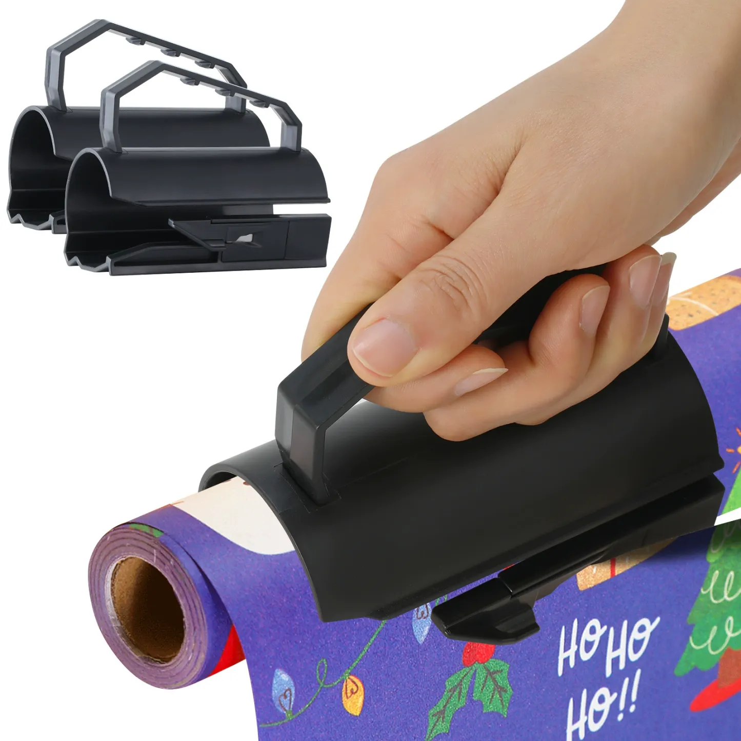 Wrapping Paper Cutter & Tape Dispenser, Dual Use Holiday Gift Wrap Cutter Tool Paper Roll Holder Tube - auphotoblanket