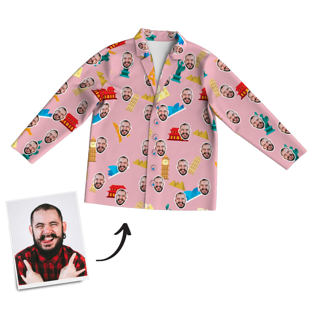 Custom Photo Long Sleeve Pajamas, Nightwear - auphotoblanket