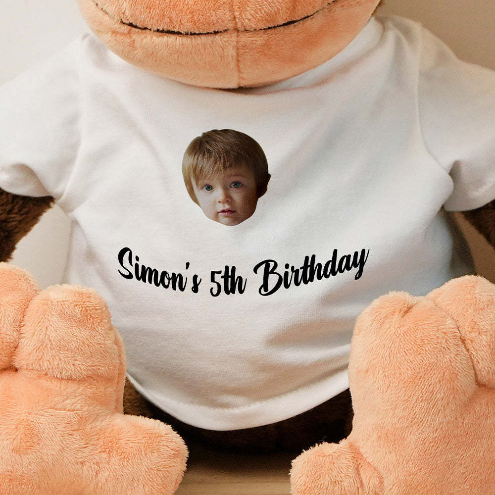 Personalized Animal Plush Stuffed Toy Birth Announcement Custom Photo Text Gift for Baby Shower - auphotoblanket