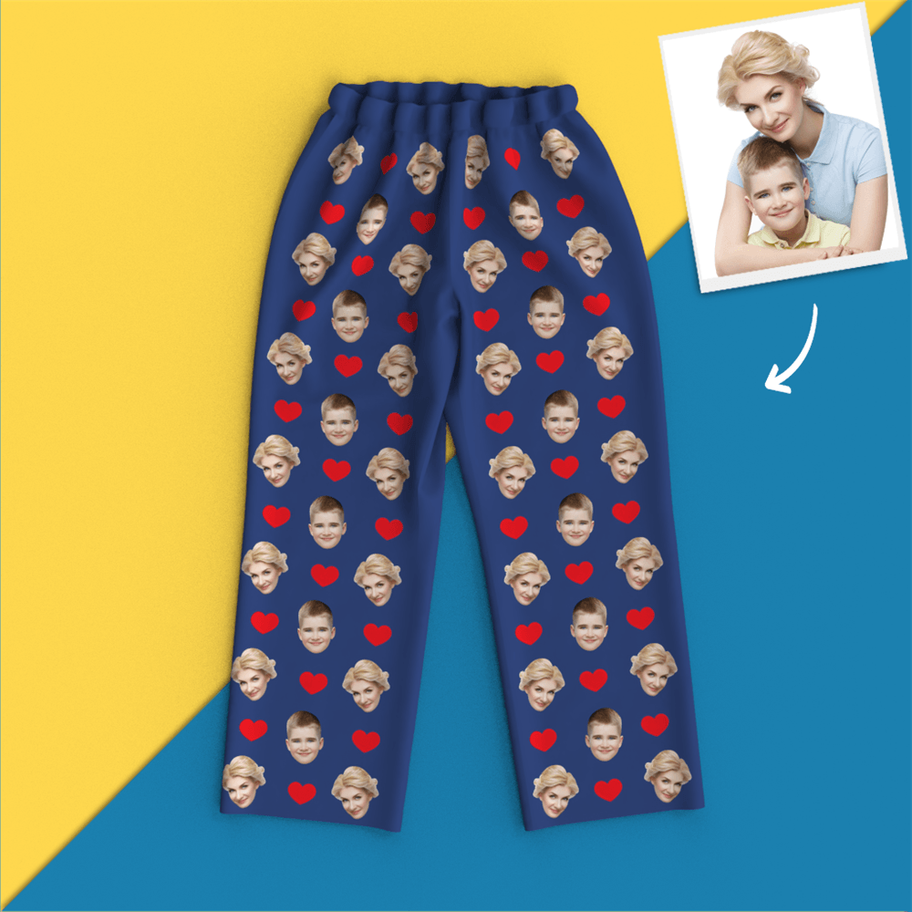 Custom Face Pajamas Long Sleeve Pajamas - Heart - auphotoblanket