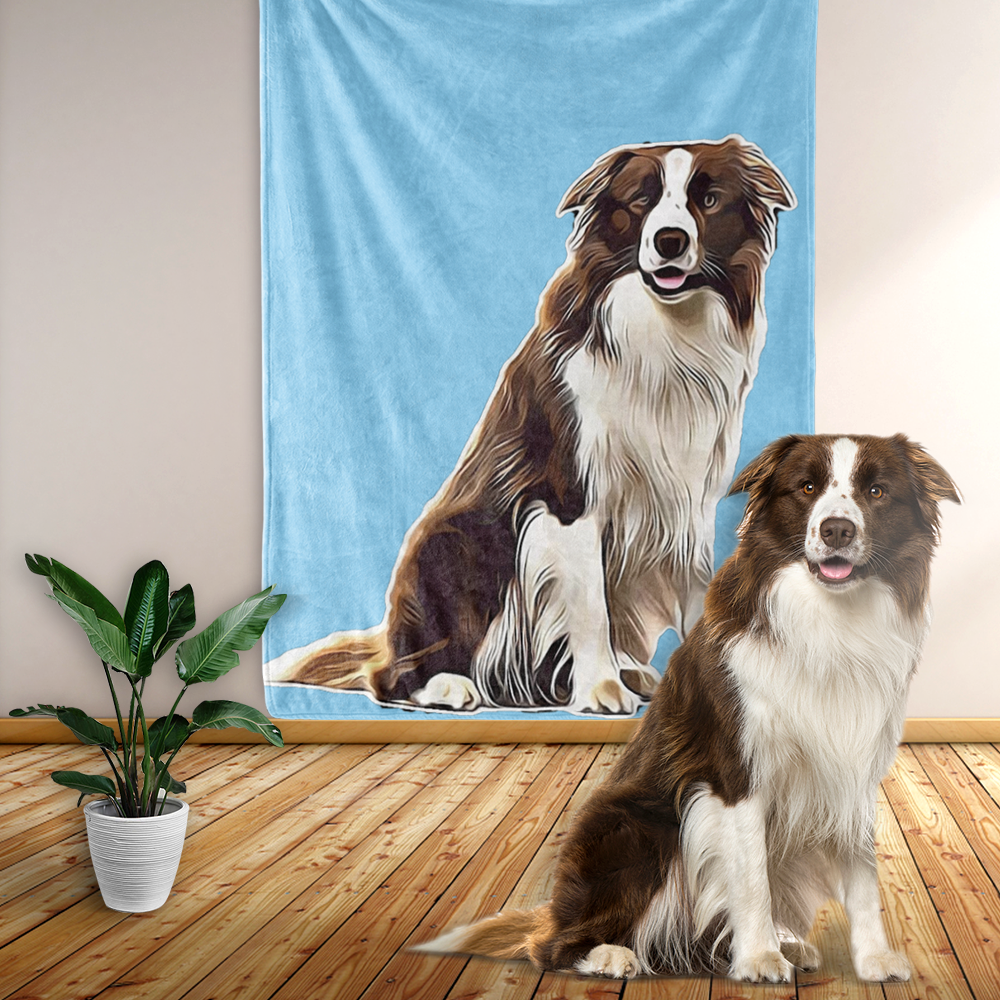 Custom Blanket With Pet On It Personalised Pet Painted Art Portrait Fleece Blanket
