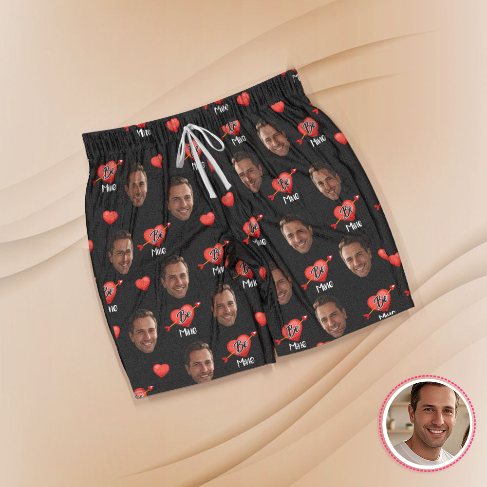 Custom Face Short Sleeve Pajamas Personalized Couple Pajama Heart Sleepwear - auphotoblanket