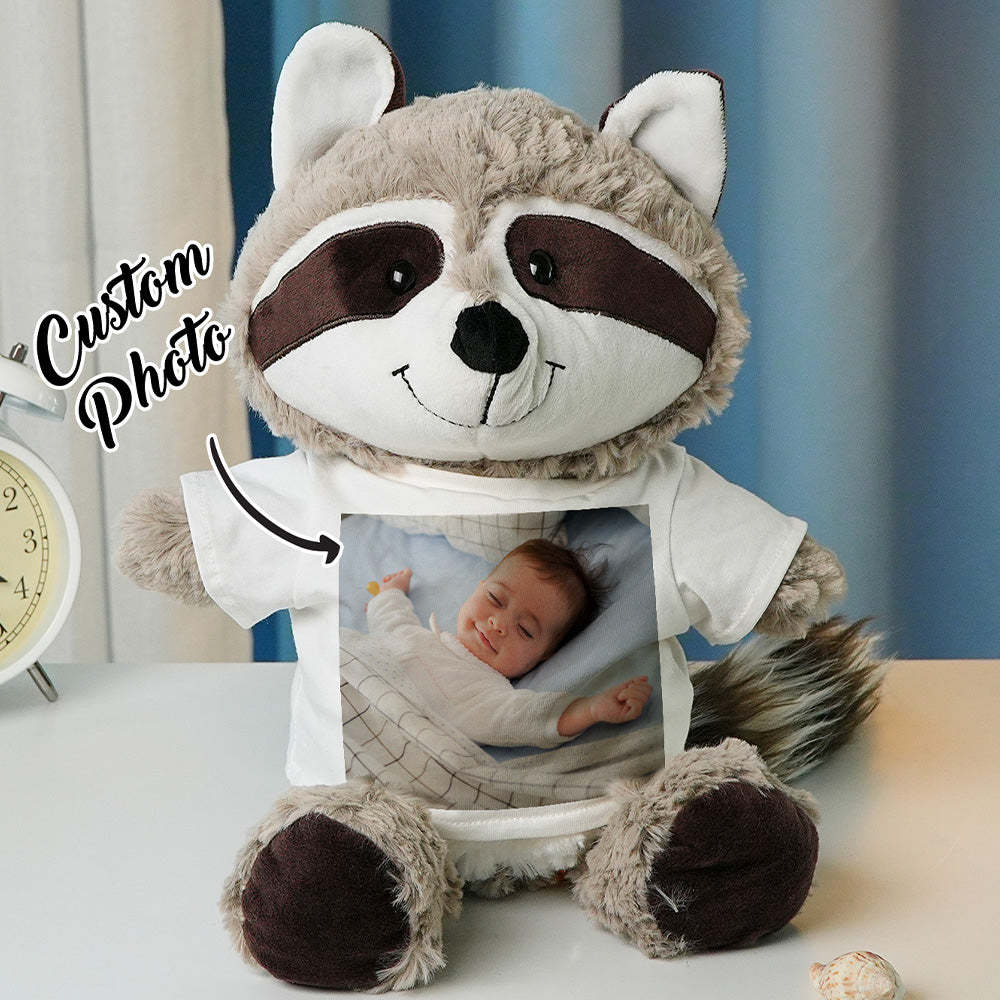 Personalized Animal Plush Stuffed Toy Birth Announcement Custom Photo Text Gift for Baby Shower - auphotoblanket