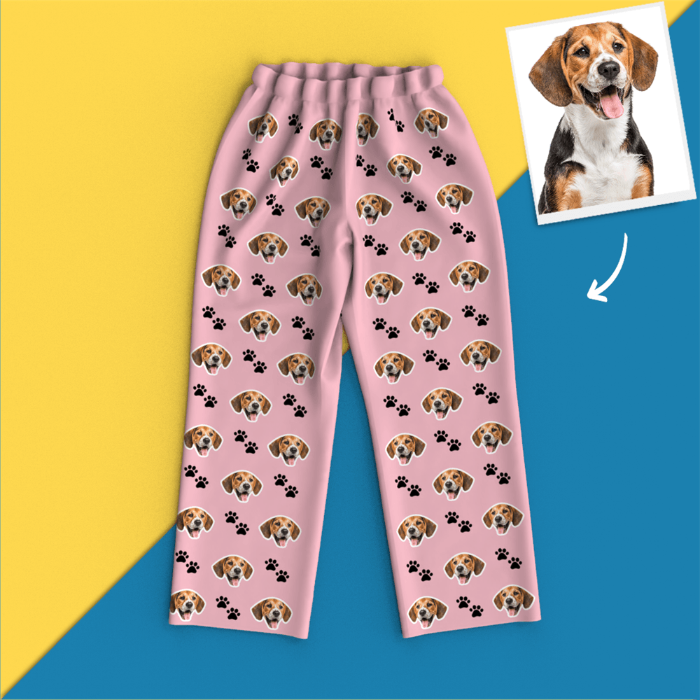 Custom Face Pajamas Long Sleeve Leisure Wear - Pet Footprint - auphotoblanket
