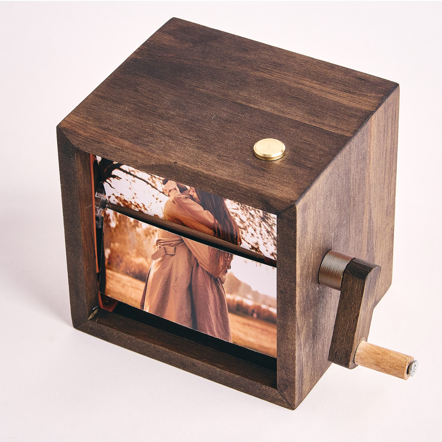 Custom Black Walnut Baby Photo Flipbook Box Personalize Hand-Cranked LED Light Frame Creative Present Idea - auphotoblanket