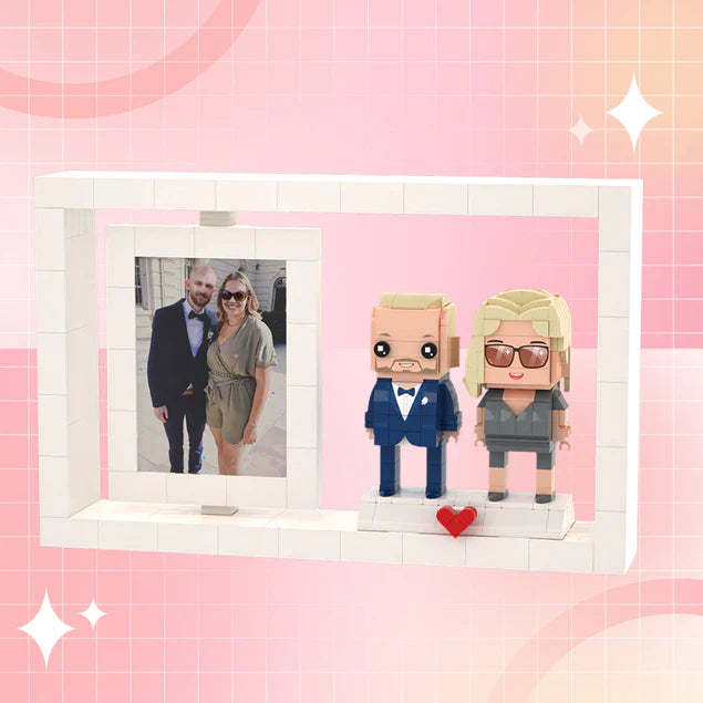Full Body Customizable 2 People Custom Brick Figures Photo Frame Small Particle Block Brick Me Figures - auphotoblanket