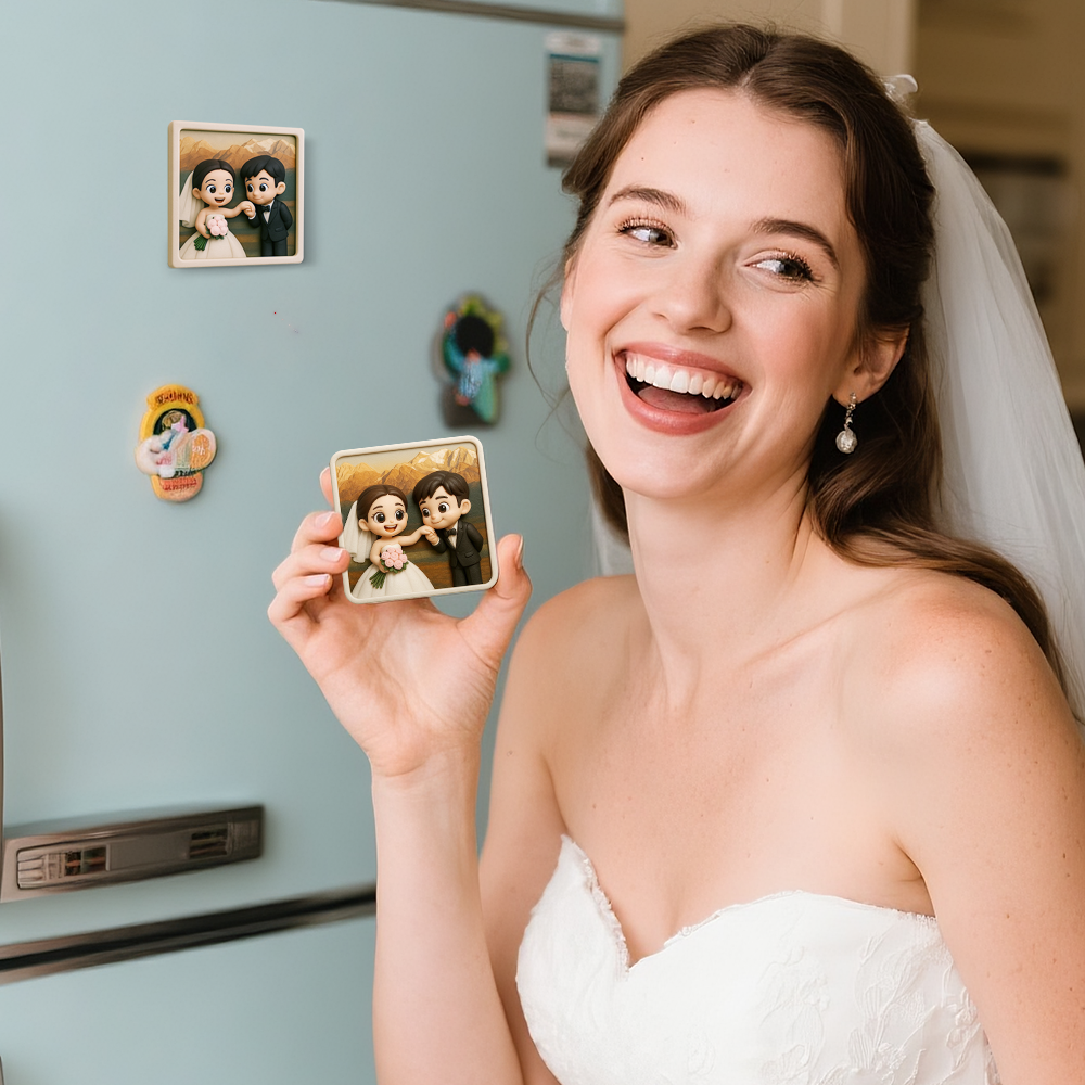 Romantic Custom 3D Fridge Magnet Couple Gift from Photo Personalized Magnetic Decoration for Anniversary - auphotoblanket