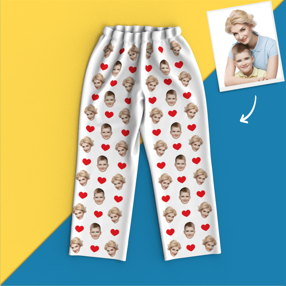 Custom Face Pajamas Long Sleeve Pajamas - Heart - auphotoblanket