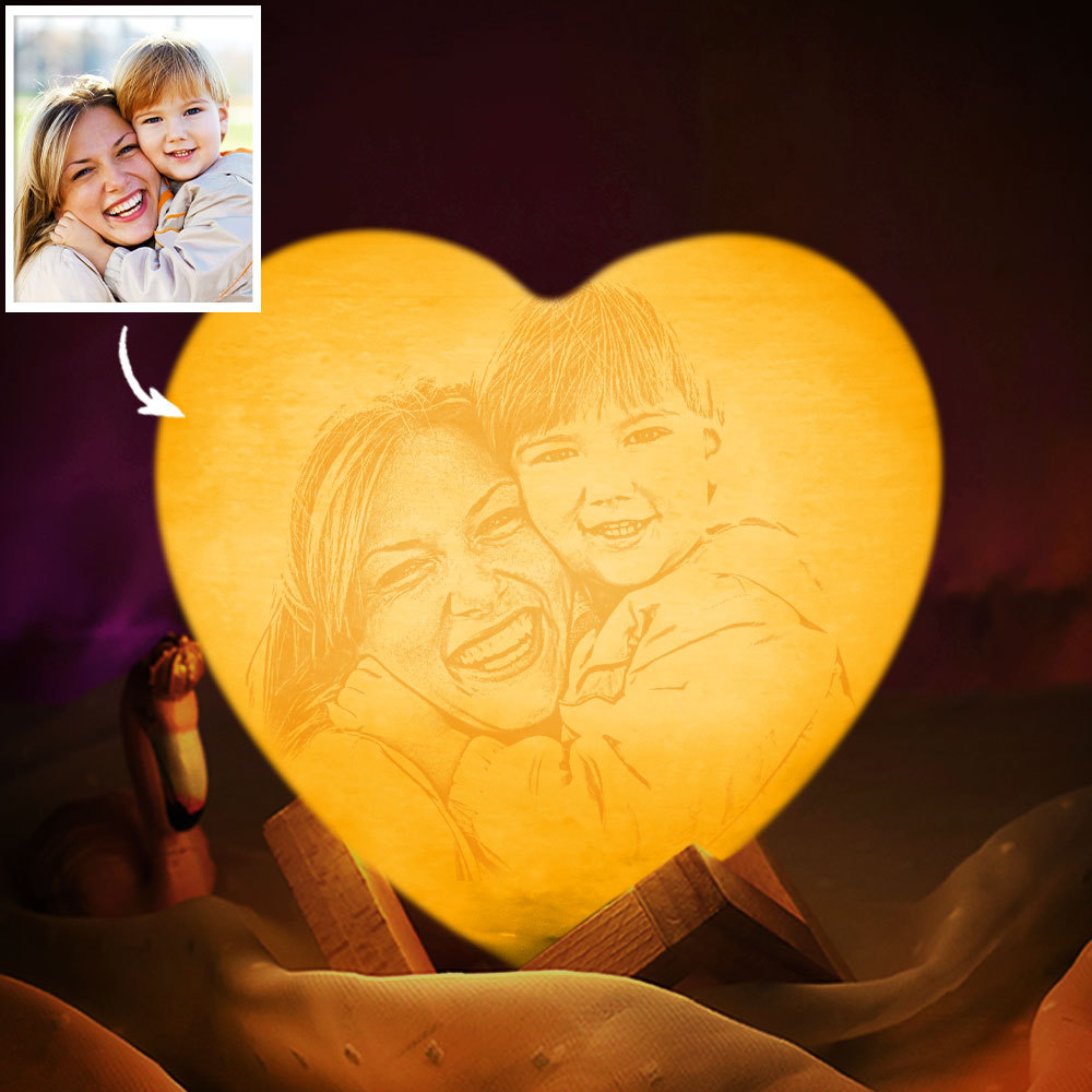 Custom Photo Lamp Personalized Heart Night Light 3D Printed - auphotoblanket