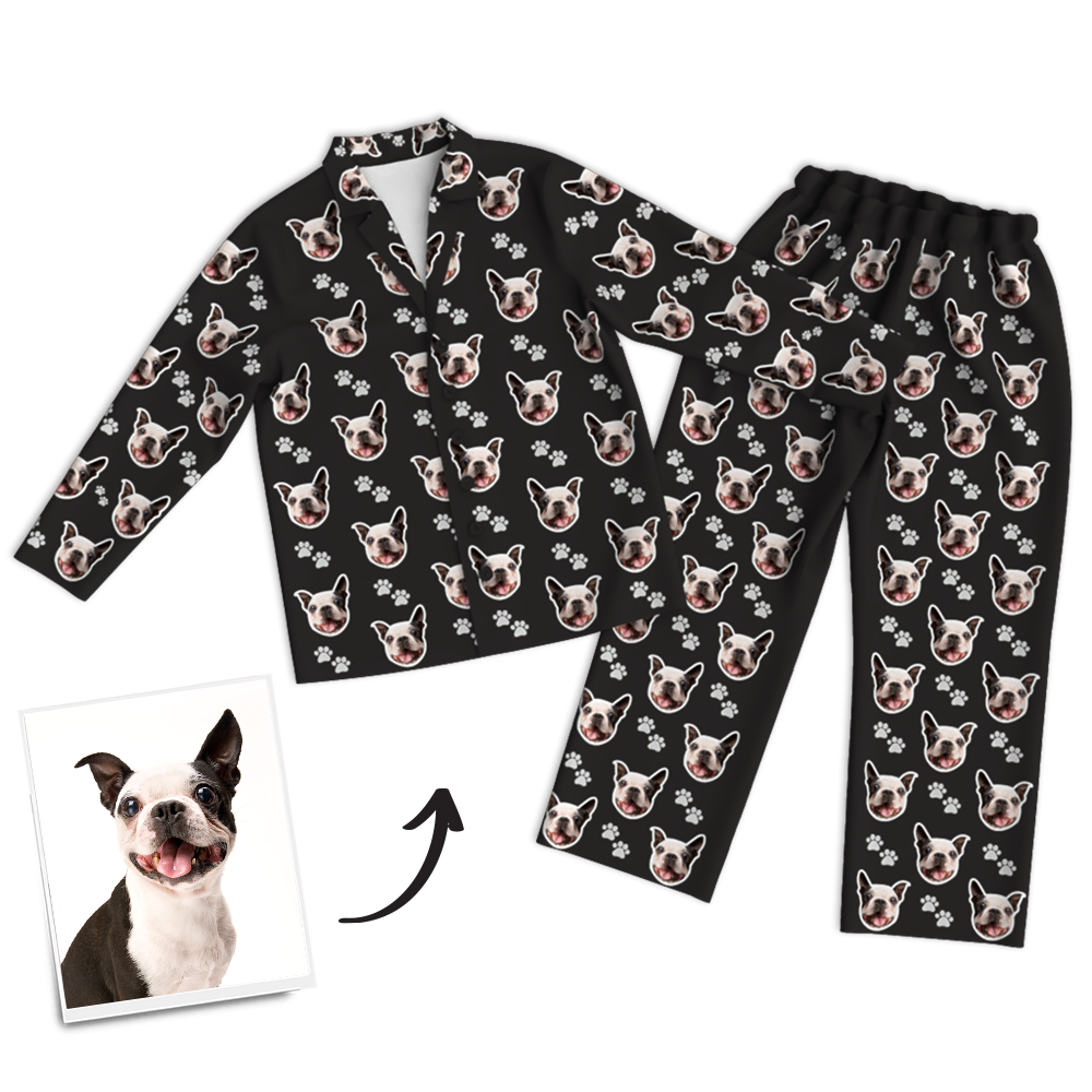 Custom Dog Photo Pajama Pants, Sleepwear, Nightwear - auphotoblanket