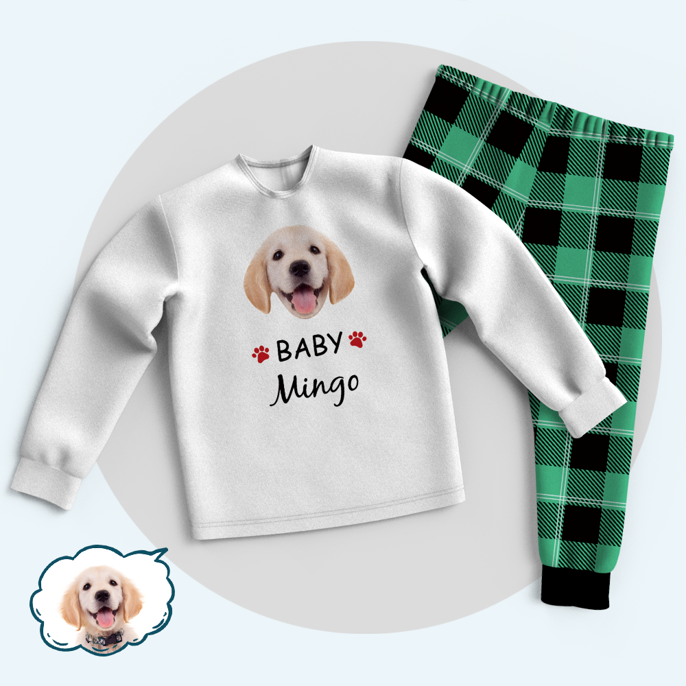 Custom Family Pajama Tops Add Photo And Name - Dog Face - auphotoblanket