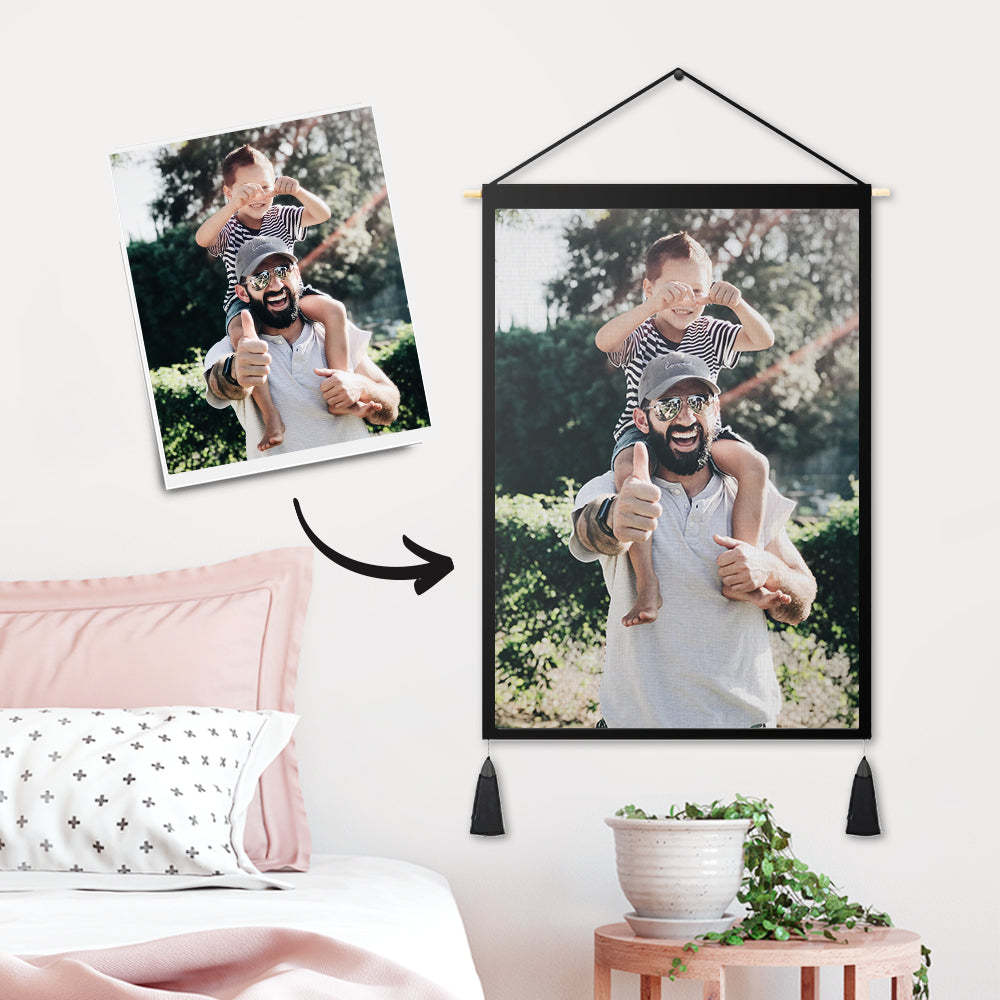 '- Custom Father and Daughter Photo Tapestry - Wall Decor Hanging Fabric Painting Hanger Frame Poster