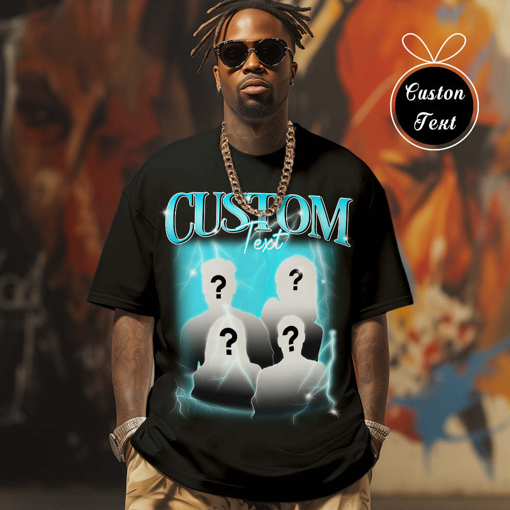 Custom Text Vintage T-shirt Personlised Funny Question Mark T-shirt - Get Photo Blanket