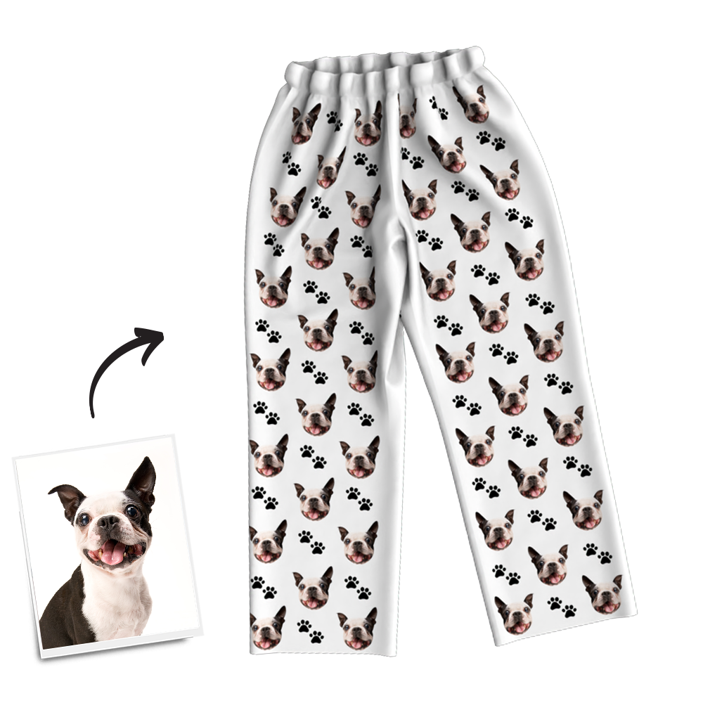 Custom Dog Photo Pajama Pants, Sleepwear, Nightwear - auphotoblanket