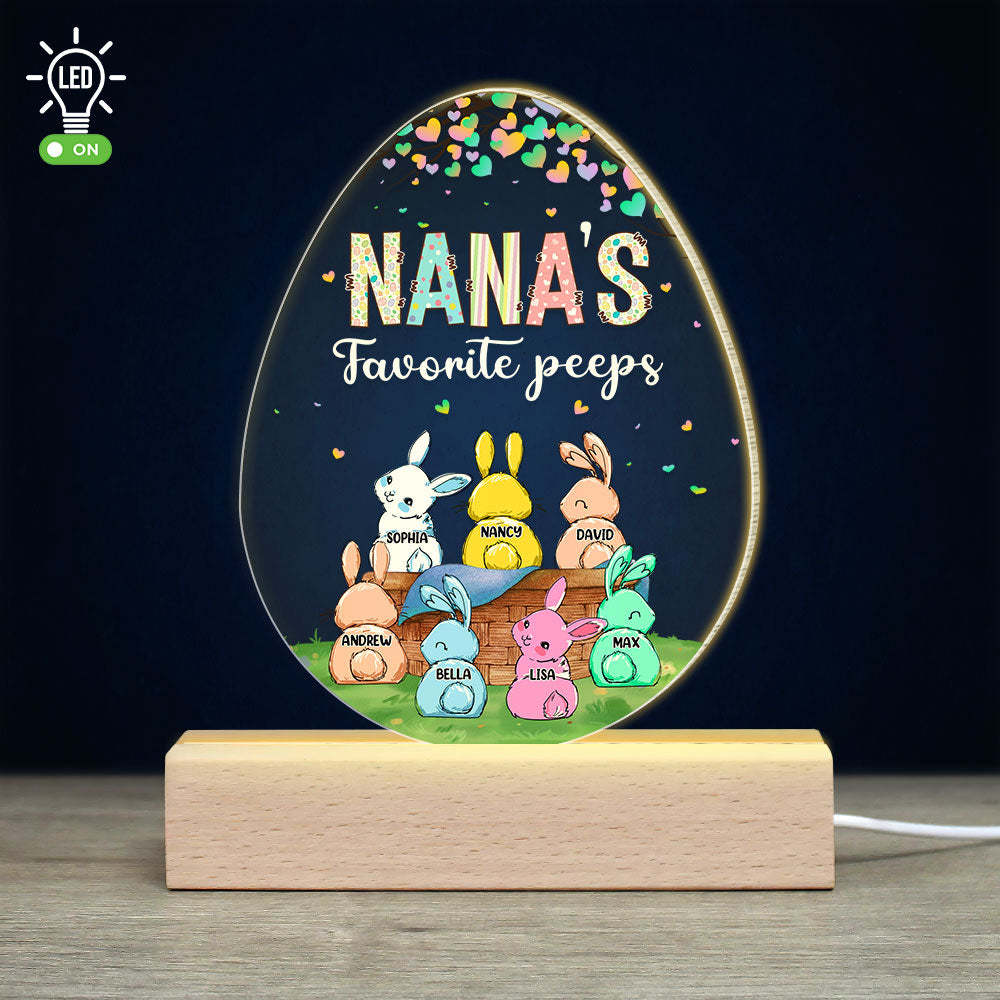 Nana's Favorite Peeps Personalized Led Light, Gift For Grandma, Easter Day Gift, Grandma's Little Rabbits