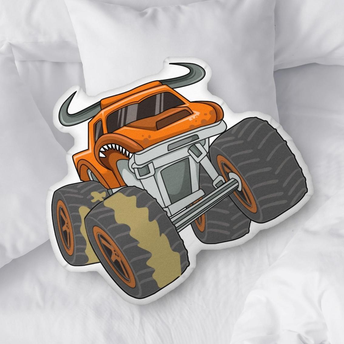 Monster Truck Shaped Pillow, Monster Truck Decorative Pillow, Kids Throw Pillow, Boys Room Decor - auphotoblanket