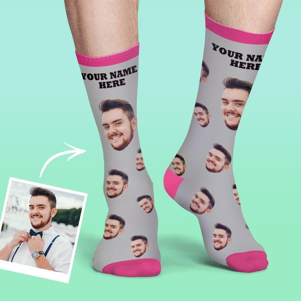 Personalised Socks Custom Photo Socks Dog Photo Socks With Your Text - Grey