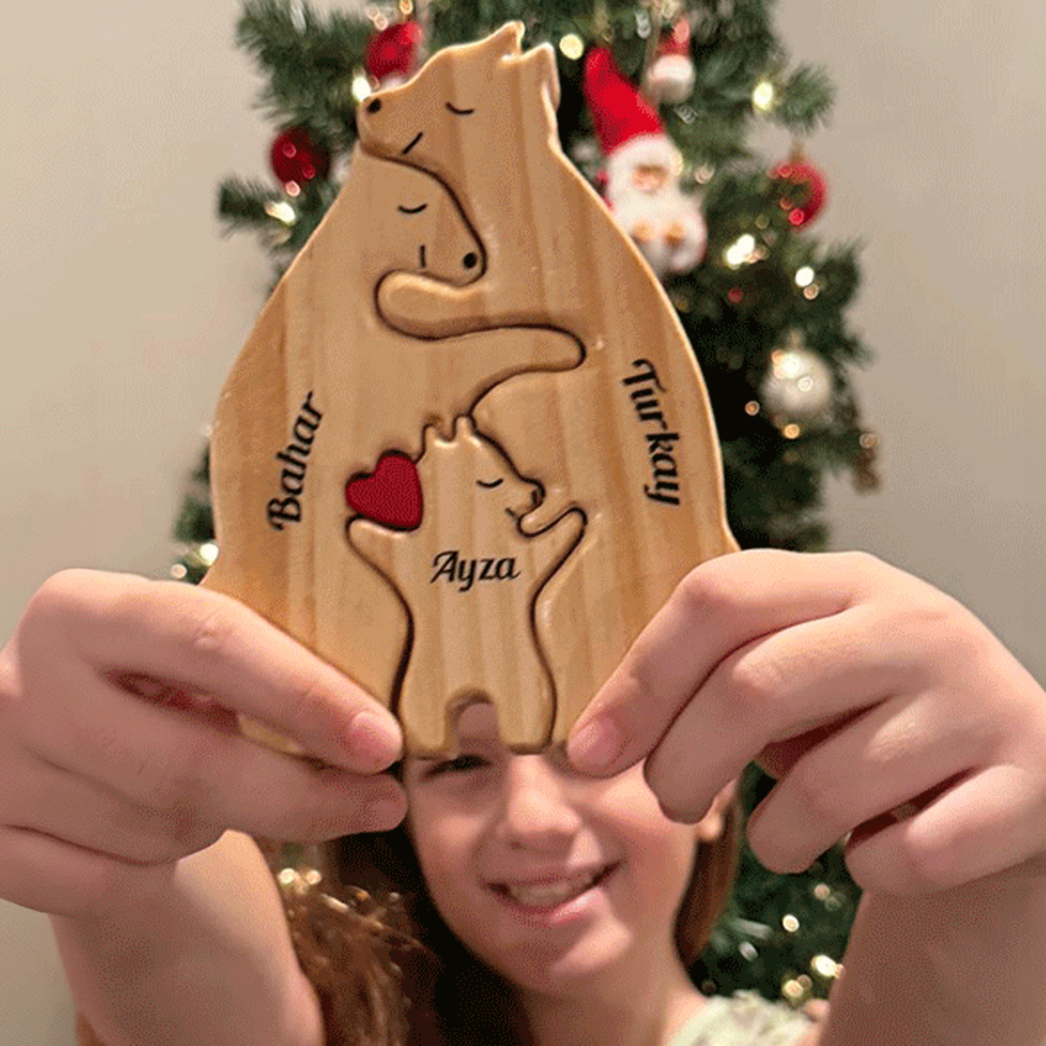 Personalized Wooden Bears Family, Bear Shaped Wood Puzzle with Custom Name- Gift for Mother's Day, Thanksgiving, Christmas