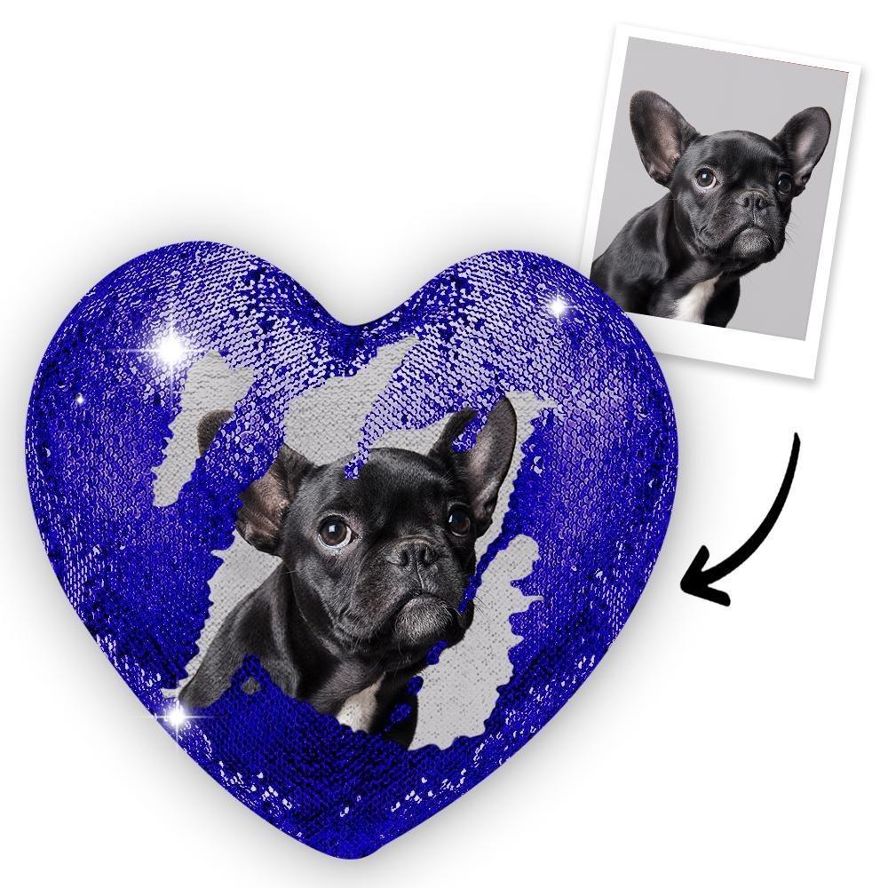 Custom Pillow Magic Heart Shape Sequins Photo Pillow Gift for Momther