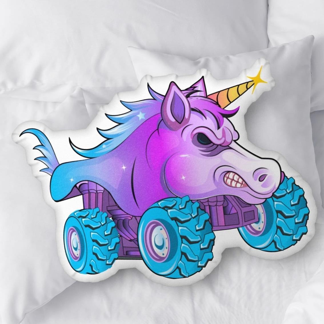 Monster Truck Shaped Pillow, Monster Truck Decorative Pillow, Kids Throw Pillow, Boys Room Decor - auphotoblanket