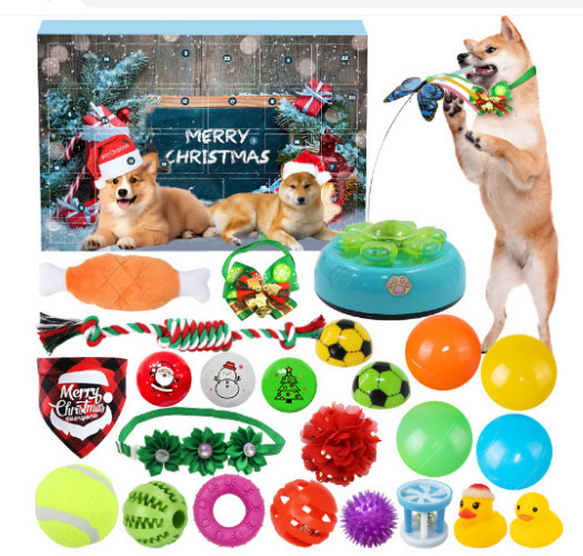 Dog Advent Calendar 24 Days Dog Toy Christmas Countdown Calendar with Chew Ropes Toys Squeaky Balls Teething Toys Christmas Toy Gift for Xmas Small Large Dog Puppy Pet - auphotoblanket