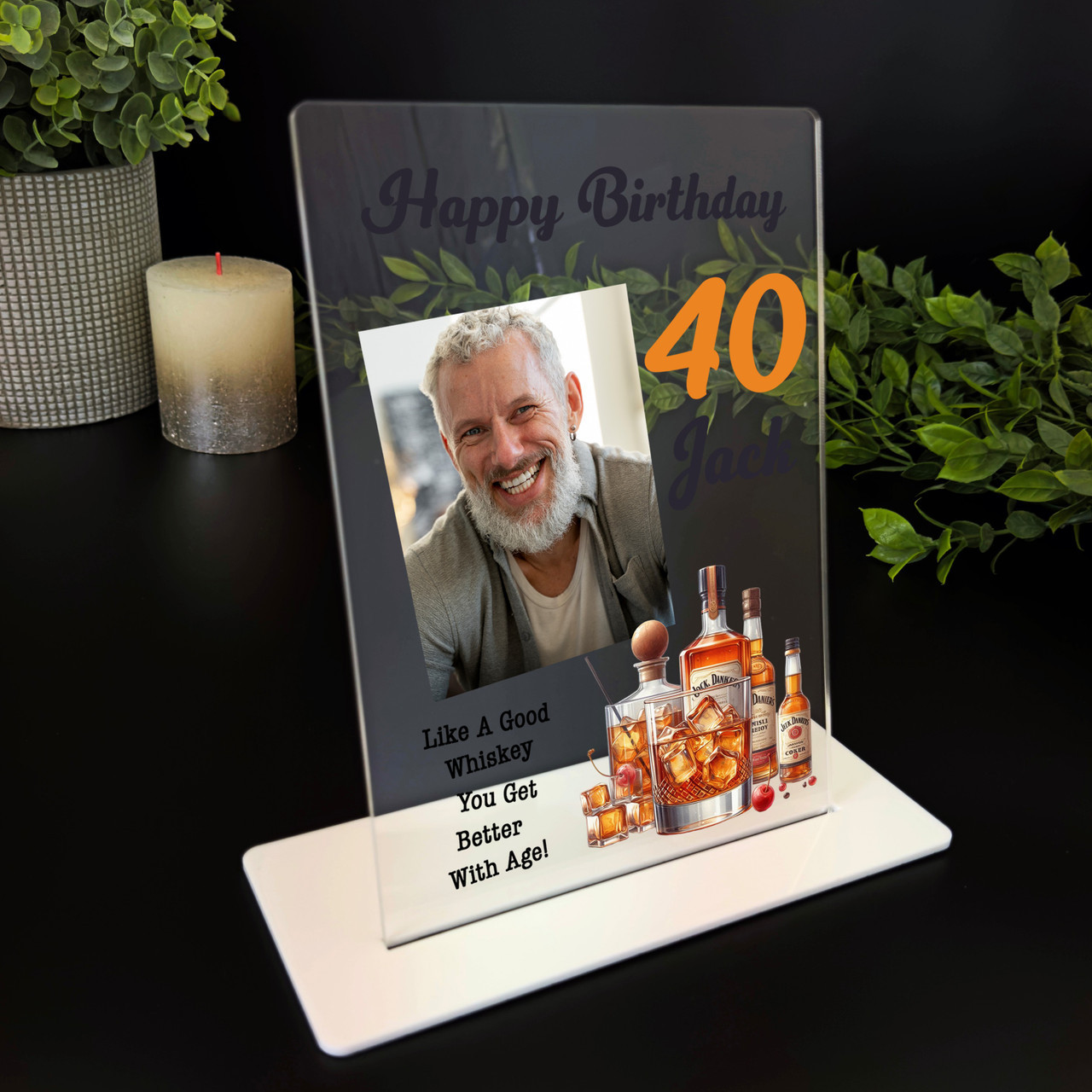 Birthday Gift Whisky Bottles Photo Custom Personalised Gift Acrylic Plaque
