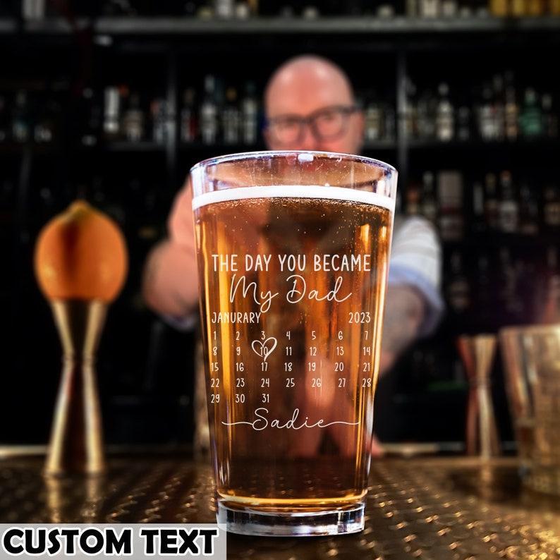 Fathers Day Gift From Daughter, Personalized Gifts For Dad, Dad Gift, Dad Birthday Gift, Personalised Beer Glass, The Day You Became My Dad
