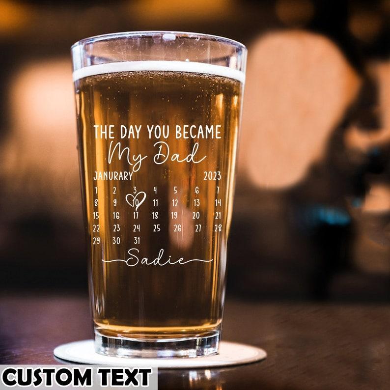 Fathers Day Gift From Daughter, Personalized Gifts For Dad, Dad Gift, Dad Birthday Gift, Personalised Beer Glass, The Day You Became My Dad