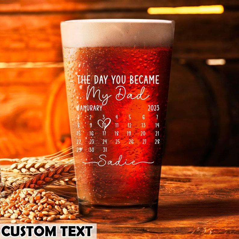 Fathers Day Gift From Daughter, Personalized Gifts For Dad, Dad Gift, Dad Birthday Gift, Personalised Beer Glass, The Day You Became My Dad