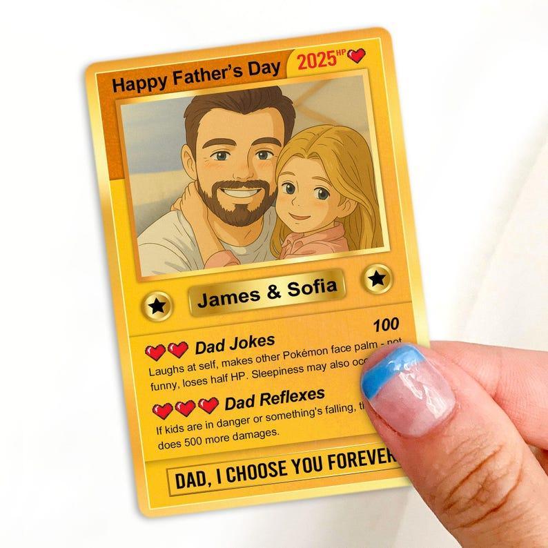 Personalized Father's Day Anime Cards, Custom Photo Anime Card, Fathers Day Gift For Dad, Gift For Husband - auphotoblanket