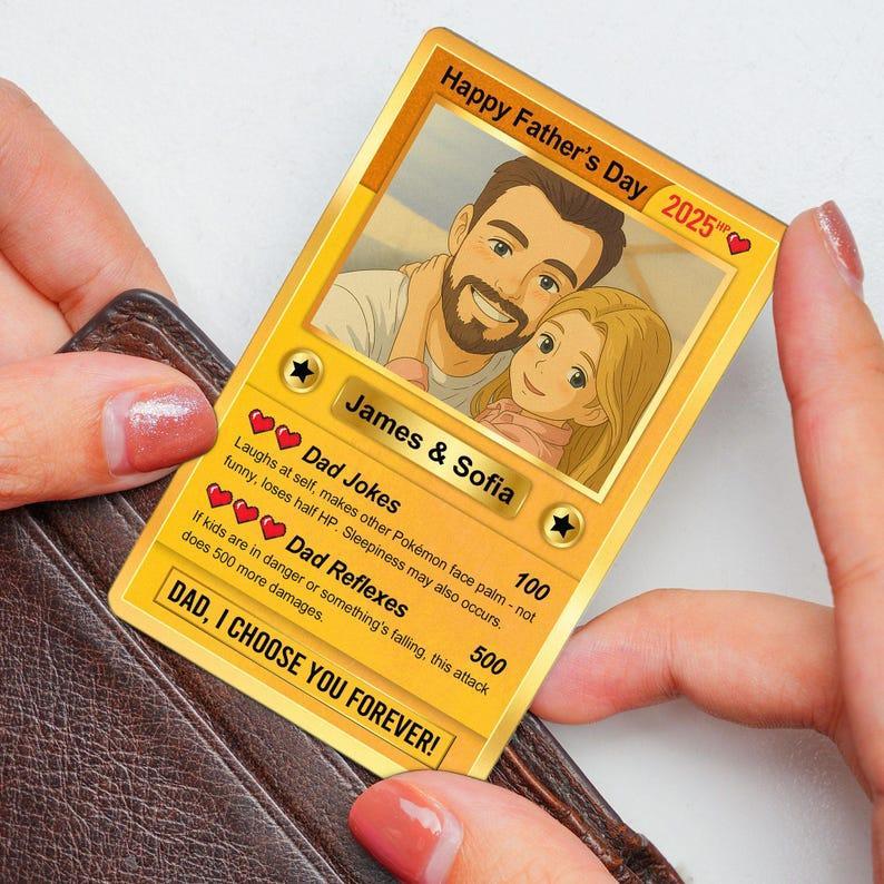 Personalized Father's Day Anime Cards, Custom Photo Anime Card, Fathers Day Gift For Dad, Gift For Husband - auphotoblanket