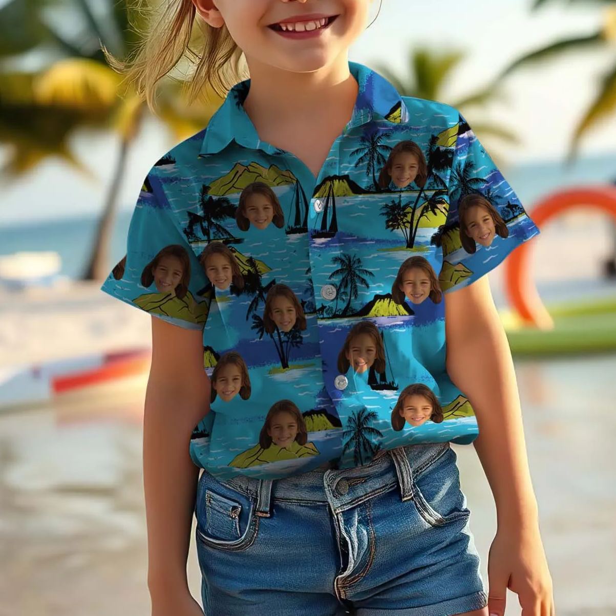 Island Blues - Custom Kids Unisex Hawaiian Shirt - auphotoblanket