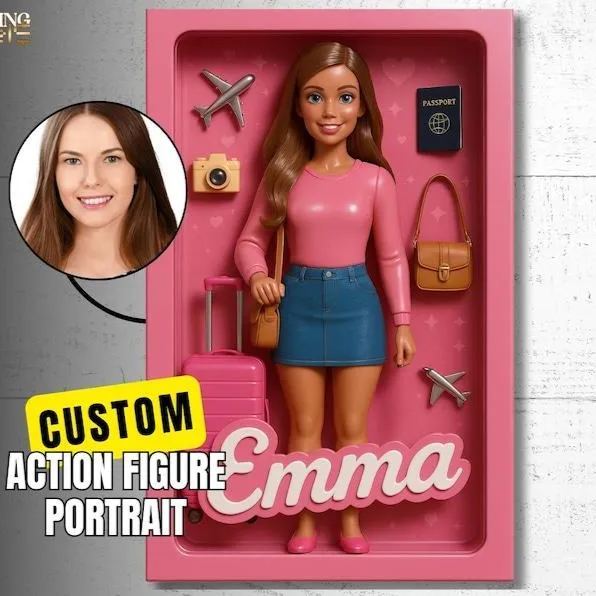 Personalized Doll Style Action Figure Portrait, Custom Toy Box Art, Custom Starter Kit, Custom Toy Figure Art, Trending Action Figure Gift