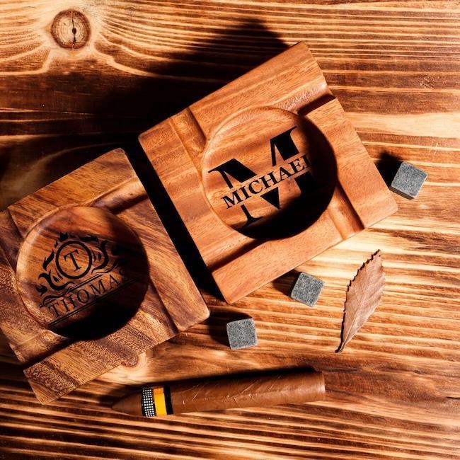 Personalized Cigar Ashtray, Cigar Holder, Unique Ashtray, Name Ashtray, Cigar Accessory, Husband & Fathers Gift, Groomsman Gift - auphotoblanket